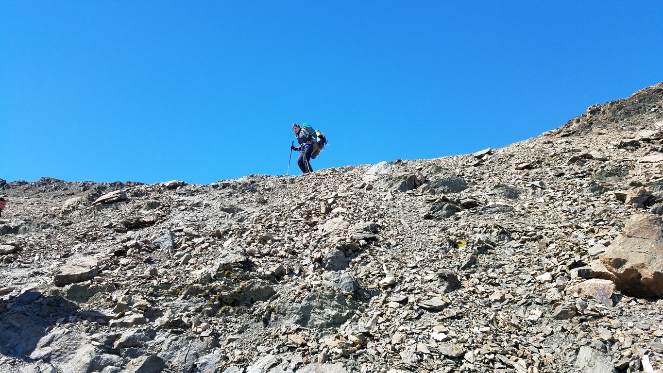 Leah descending from the pass (Category:  Backpacking)