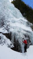 A thin little variation to the start of Crystal Ice Tower (Category:  Ice Climbing)