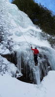 A thin little variation to the start of Crystal Ice Tower (Category:  Ice Climbing)