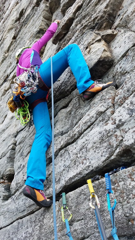CAMille leading the really cool third pitch of Paradise Alley (Category:  Rock Climbing)