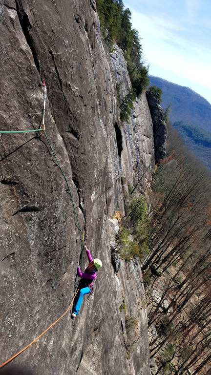 Camille coming up Gemini (Category:  Rock Climbing)