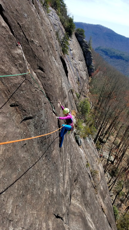 Camille coming up Gemini (Category:  Rock Climbing)