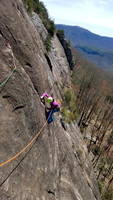 Camille coming up Gemini (Category:  Rock Climbing)