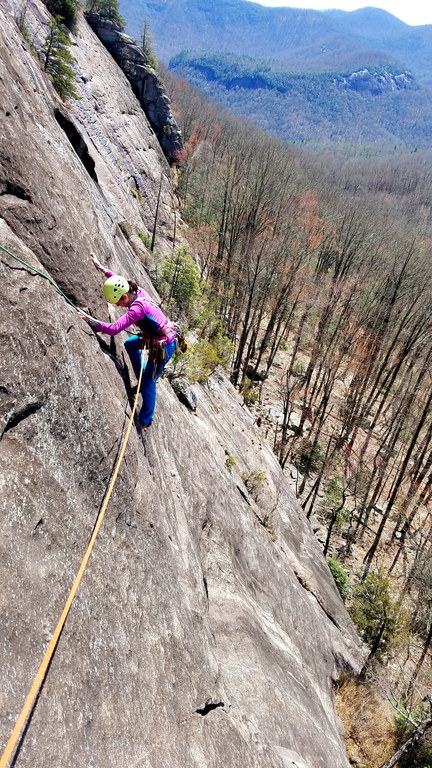 Camille coming up Gemini (Category:  Rock Climbing)