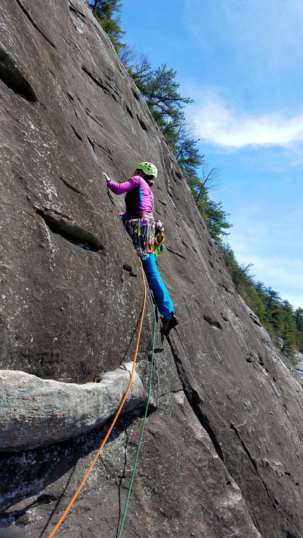 Camille leading Gemini (Category:  Rock Climbing)