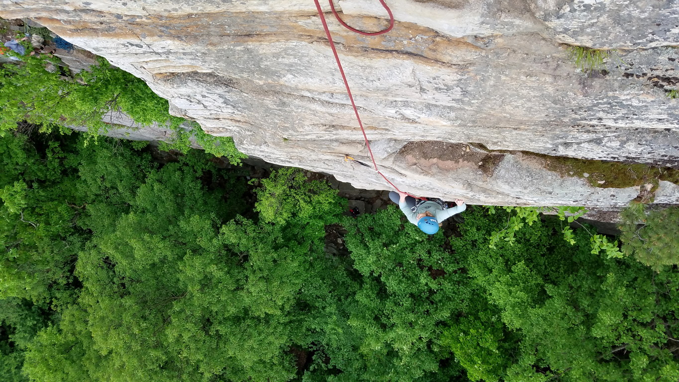 Emily coming up Son of Easy O (Category:  Rock Climbing)