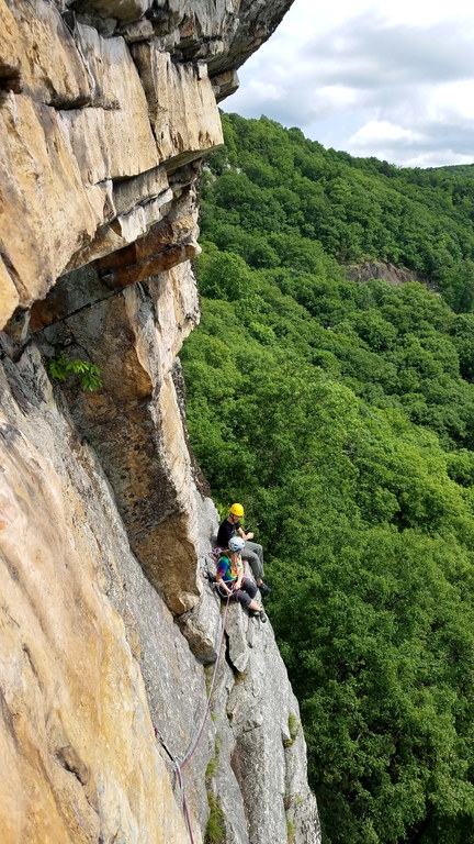 Erin and Aaron on the Yellow Ridge ledge (Category:  Rock Climbing)