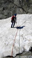 Rappelling the snowfield at the bottom of Incredible (Category:  Climbing)