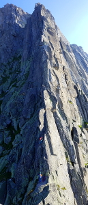 This photo is of Anya and Blazej who were just ahead of us on Salbitschijen. (Category:  Climbing)