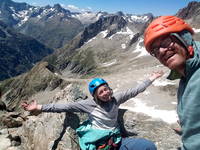 On the summit of Aiguille Dibona via Visite Obligatoire! (Category:  Climbing)