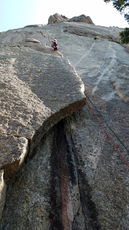 Cathy glad to have some protection (Category:  Climbing)