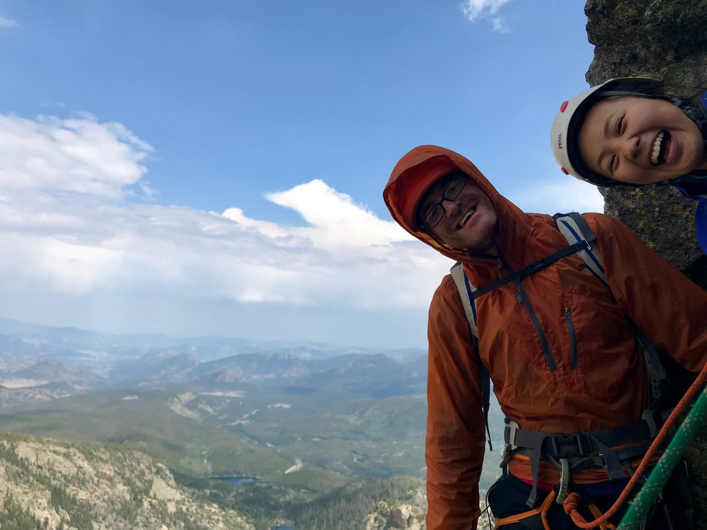 Cathy and I on the midpoint ledge (Category:  Climbing)