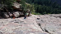 Camille starting up the third Flatiron (Category:  Climbing)