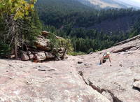 Camille starting up the third Flatiron (Category:  Climbing)