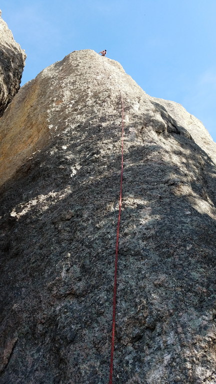 Cathy leading The Steeple (Category:  Climbing)