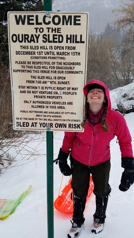 Neighbors *to* this sled hill sounds correct also. (Category:  Ice Climbing, Skiing)