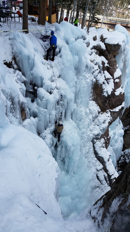 Party next to us just upstream of the upper bridge (Category:  Ice Climbing, Skiing)