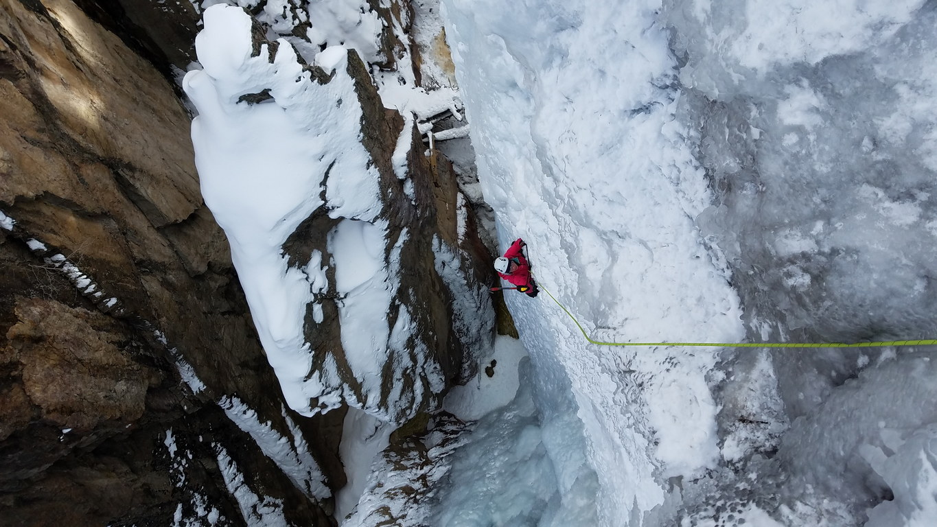 Jackie climbing at Pic O' The Vic (Category:  Ice Climbing, Skiing)