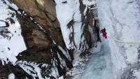 Jackie climbing at Pic O' The Vic (Category:  Ice Climbing, Skiing)