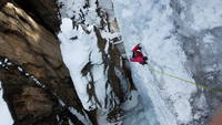 Jackie climbing at Pic O' The Vic (Category:  Ice Climbing, Skiing)