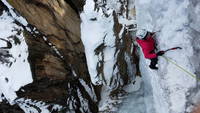 Jackie climbing at Pic O' The Vic (Category:  Ice Climbing, Skiing)