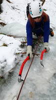 Libby following the middle step (Category:  Ice Climbing)