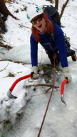 Libby following the middle step (Category:  Ice Climbing)