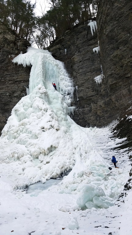 Me leading the upper falls (Category:  Ice Climbing)