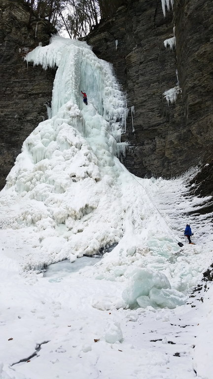 Me leading the upper falls (Category:  Ice Climbing)