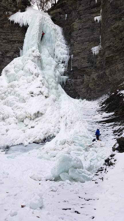 Me leading the upper falls (Category:  Ice Climbing)