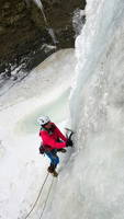 Jackie leading the middle step (Category:  Ice Climbing)