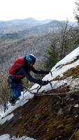 Leading the five feet between decent ice and decent moss was pretty scary (Category:  Ice Climbing)