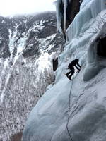 Libby leading Watership Down (Category:  Ice Climbing)