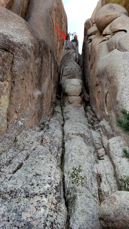 David up high on the route Roid Rage (Category:  Climbing)