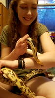 Anita with one of Alison's snakes (Category:  Climbing)
