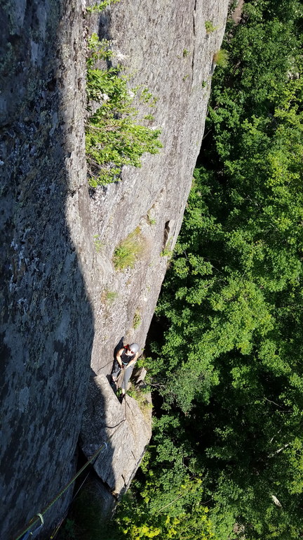 Emily at the first belay of Fastest Gun (Category:  Climbing)