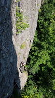 Emily at the first belay of Fastest Gun (Category:  Climbing)