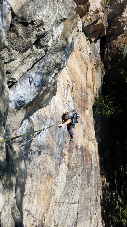 Emily following the first pitch of Classic (Category:  Climbing)