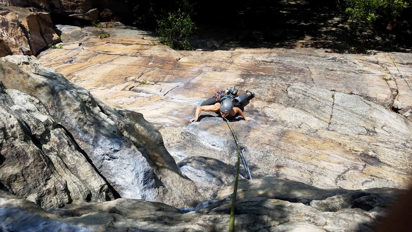 Emily following the first pitch of Classic (Category:  Climbing)