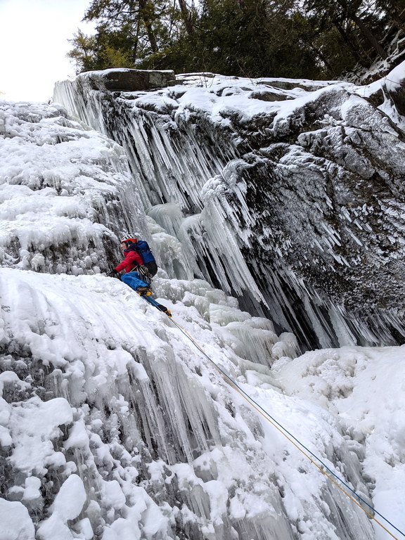 Emily at the start of Roaring Brook Falls (Category:  Ice Climbing)