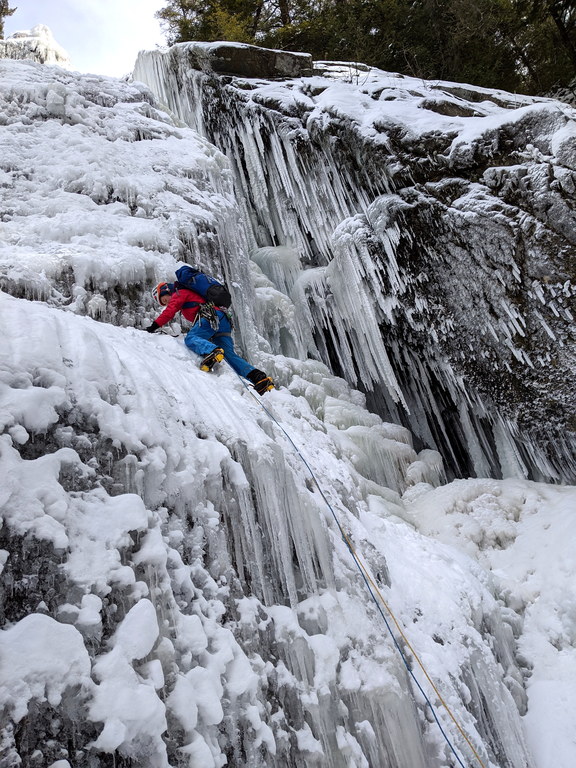 Emily at the start of Roaring Brook Falls (Category:  Ice Climbing)