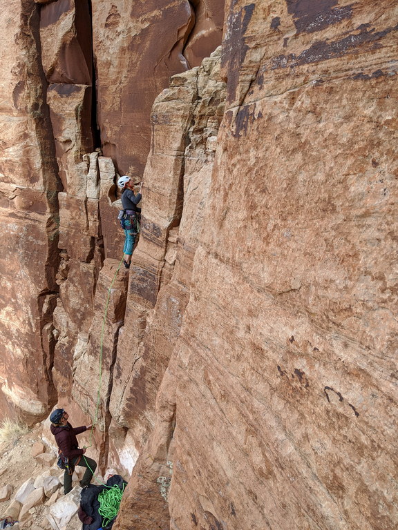 Emily leading Way Rambo (Category:  Biking, Climbing)