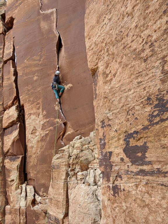 Emily leading Way Rambo (Category:  Biking, Climbing)