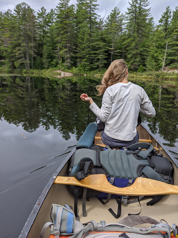 Getting ready for supermodel hair (Category:  Paddling, Climbing, Biking)