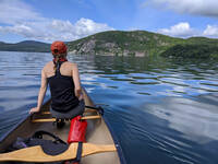 Paddling out to Roger's Rock (Category:  Paddling, Climbing, Biking)