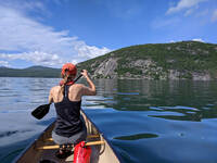 Paddling out to Roger's Rock (Category:  Paddling, Climbing, Biking)