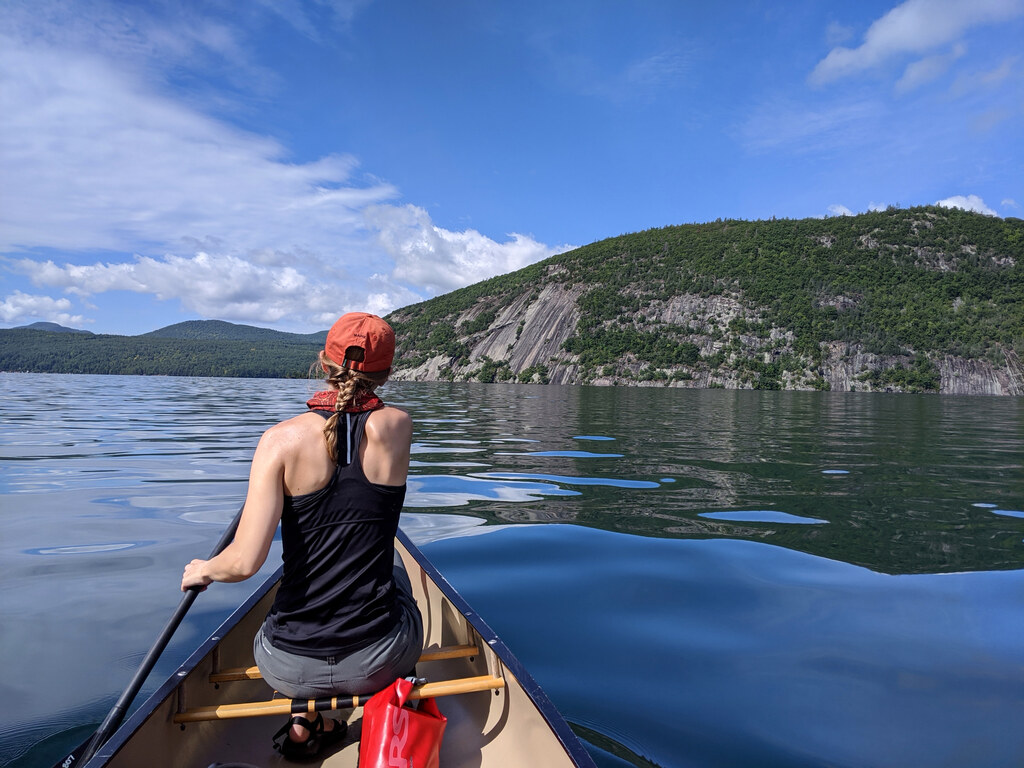 Paddling out to Roger's Rock (Category:  Paddling, Climbing, Biking)