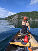 Paddling out to Roger's Rock (Category:  Paddling, Climbing, Biking)