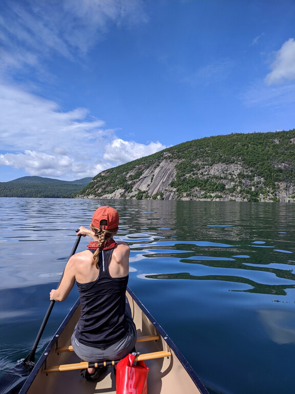 Paddling out to Roger's Rock (Category:  Paddling, Climbing, Biking)