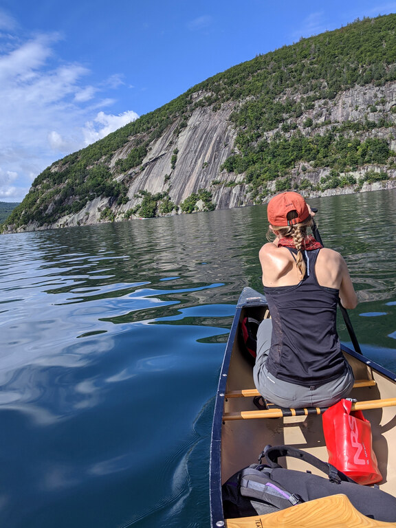 Paddling out to Roger's Rock (Category:  Paddling, Climbing, Biking)